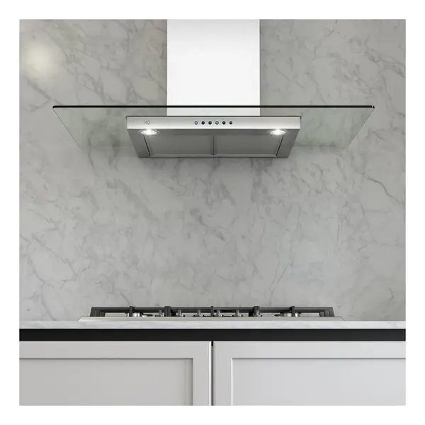 XO XOQ36GMUA 36 inch Wall Mount Hood with 395 CFM, 3 Speed Electronic Illuminated Controls, Halogen Lighting, and Aluminum Mesh Filters, in Stainless Steel