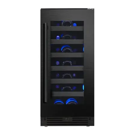 XO XOU15WGBSR 15 inch Undercounter Wine Cooler with up to 34 Bottle Capacity, Tri-Color LED Interior Lighting, Secure Door Lock, Digital Touch Controls, in Black Stainless Steel (Right Hinge)