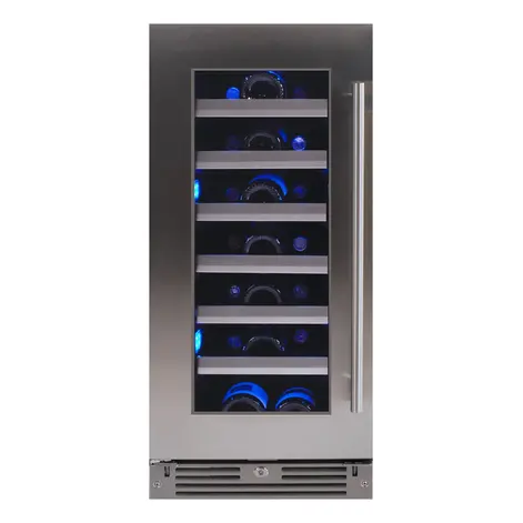 XO XOU15WGSL 15 inch Single Zone Wine Cooler with 34 Bottle Capacity, Telescopic Racks, LED Lighting, Precise Temperature Digital Controls, in Stainless Steel (Left Hinge)