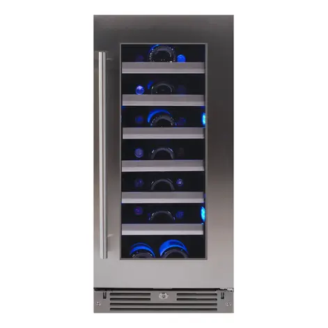 XO XOU15WGSR 15 inch Single Zone Wine Cooler with 34 Bottle Capacity, Telescopic Racks, LED Lighting, Precise Temperature Digital Controls, in Stainless Steel (Right Hinge)