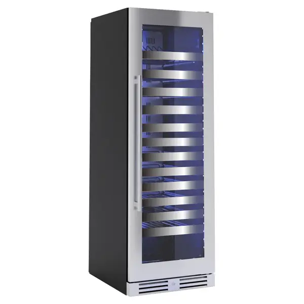 XO XOU2470WGS 24 inch Single Zone Wine Column with 135 Bottle or 15 cu. ft. Capacity, Tri-Color LED, Intuitive Digital Control, Secure Door Lock, Field Reversible Door (Stainless Steel)