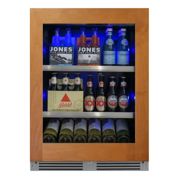 XO XOU24BCGOR 24 inch Beverage Center with 145 Can Capacity, LED Lighting, Glass Shelves, Low-E Glass Door, Digital Temperature Control, Removable Wine Cradle, in Panel Ready (Right Hinge)