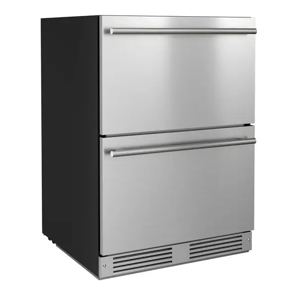 XO XOU24RDS 24 inch Refrigerator Drawer with 5.2 cu. ft. Capacity, Thermal-Efficient Cabinet, Elegant Tri-Color Illumination, Adjustable Grip Divider Included In Top Drawer, in Stainless Steel