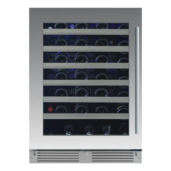 XO XOU24WGSL 24 inch Single Zone Wine Cooler with 54 Bottle Capacity, Telescoping Wire Racks, Tri-Color LED Lighting and Low-E Glass Door in Stainless Steel (Left Hinge)