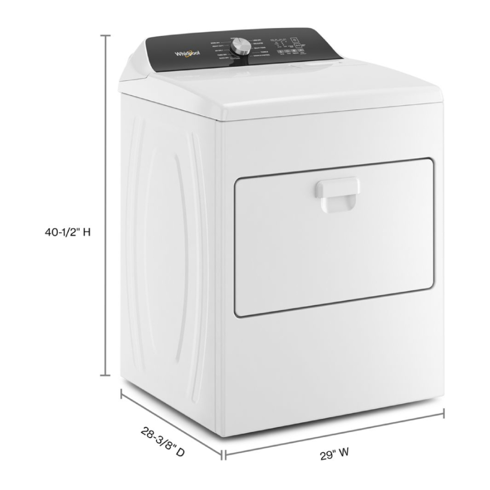 Whirlpool WED5010LW 29" Electric Dryer with 7.0 cu. ft. Capacity, Moisture Sensing, Wrinkle Shield™ Option, Air Only Cycle in White