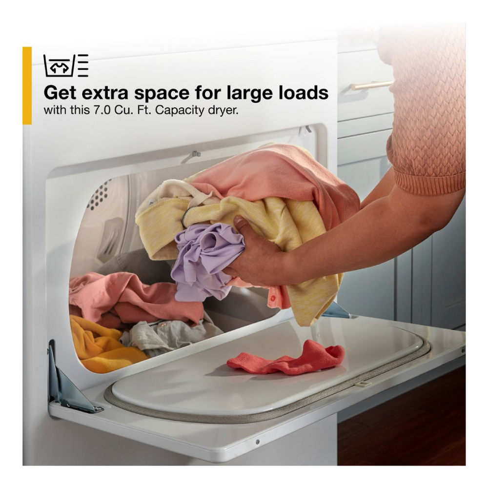 Whirlpool WED5010LW 29" Electric Dryer with 7.0 cu. ft. Capacity, Moisture Sensing, Wrinkle Shield™ Option, Air Only Cycle in White