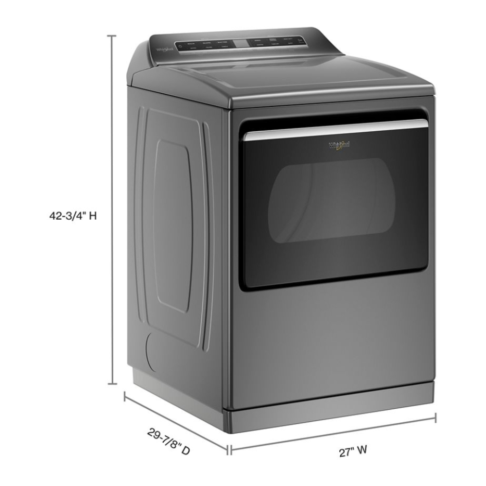 Whirlpool WGD8127L 27" Gas Dryer with 7.4 cu. ft. Capacity, Advanced Moisture Sensing, EcoBoost™ Option, Static Reduce Option