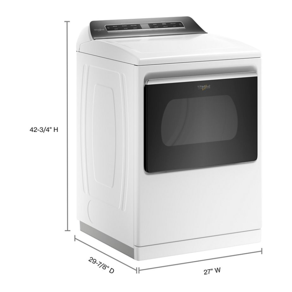 Whirlpool WGD8127L 27" Gas Dryer with 7.4 cu. ft. Capacity, Advanced Moisture Sensing, EcoBoost™ Option, Static Reduce Option