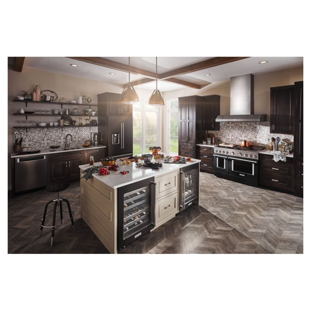 KitchenAid-KFGC558JBK-modern kitchen workspace with burner