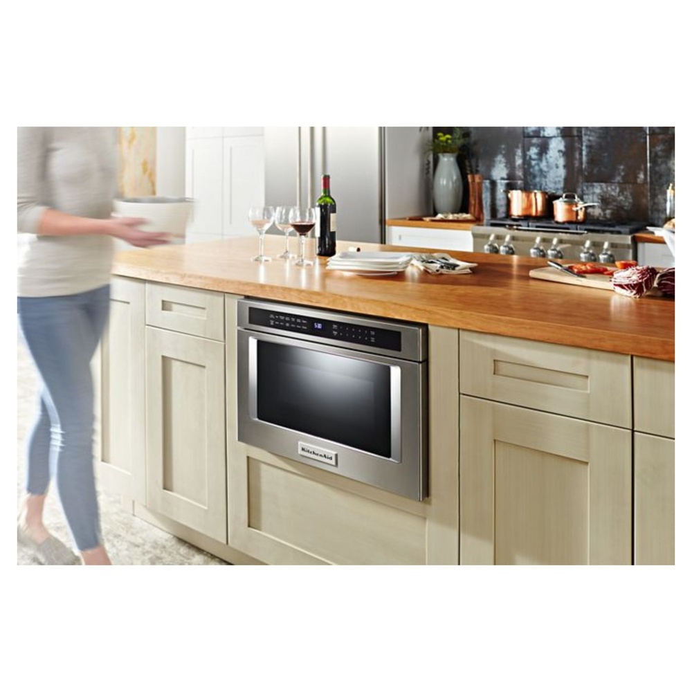 KitchenAid-KMBD104GSS-kitchen view with microwave