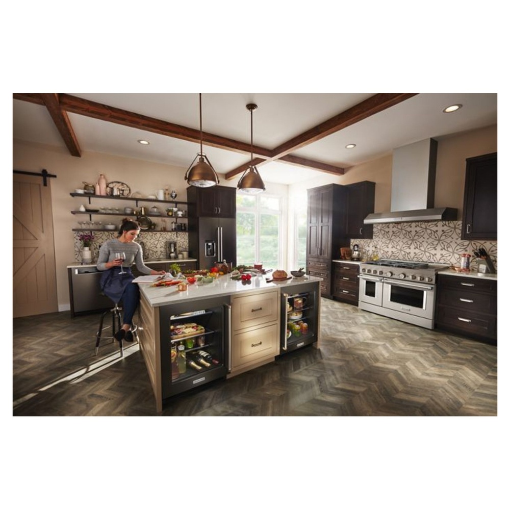 KitchenAid-KURL314KBS-Modern Kitchen Workspace with refrigerator