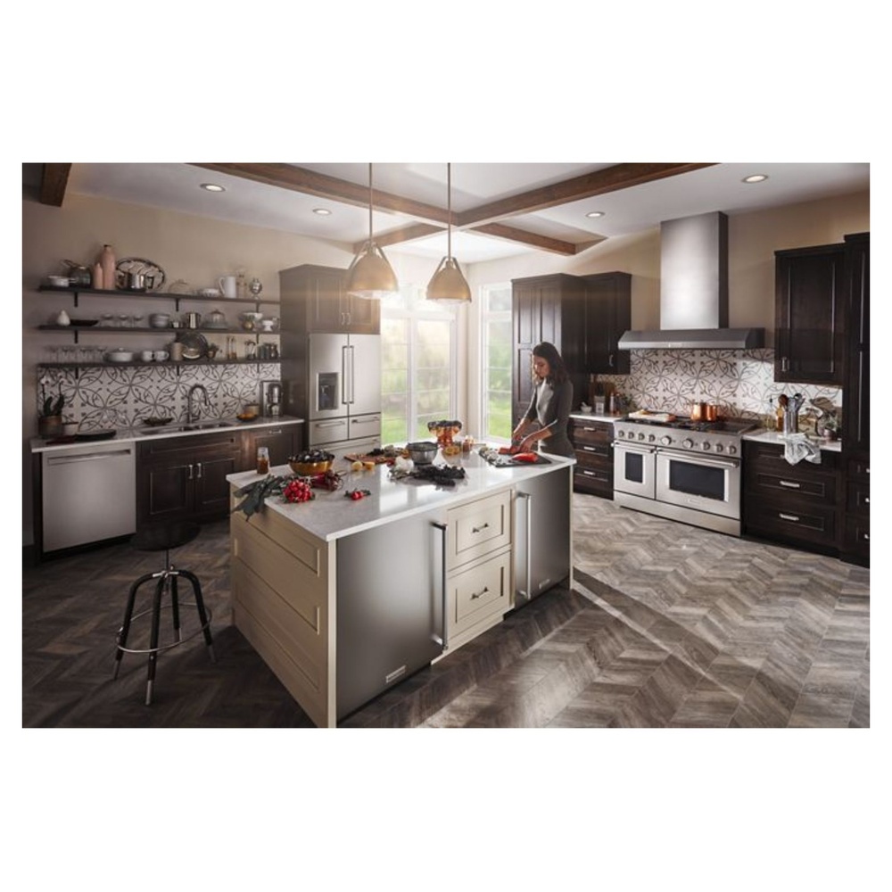 KitchenAid-KURR114KSB-Modern Kitchen Workspace with refrigerator
