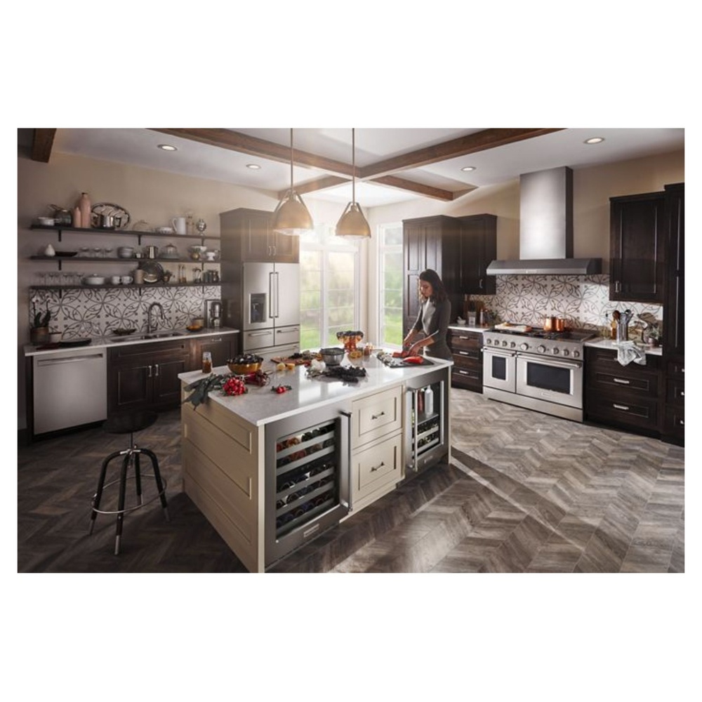 KitchenAid-KUWL314KSS-Modern Kitchen Workspace with wine cellar