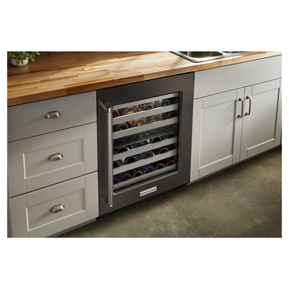 KitchenAid-KUWR314KBS-Modern Kitchen Workspace with wine cellar