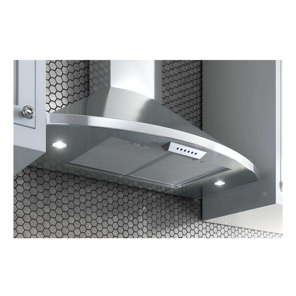 XO XOS36SC 36 inch Wall Mount Range Hood with 600 CFM, Code Compliance Control, LED Lighting, and Aluminum Mesh Filter, in Stainless Steel