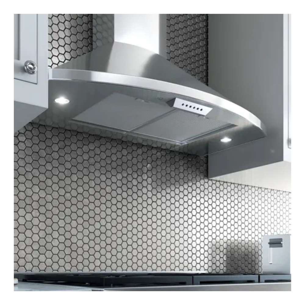 XO XOS36SC 36 inch Wall Mount Range Hood with 600 CFM, Code Compliance Control, LED Lighting, and Aluminum Mesh Filter, in Stainless Steel