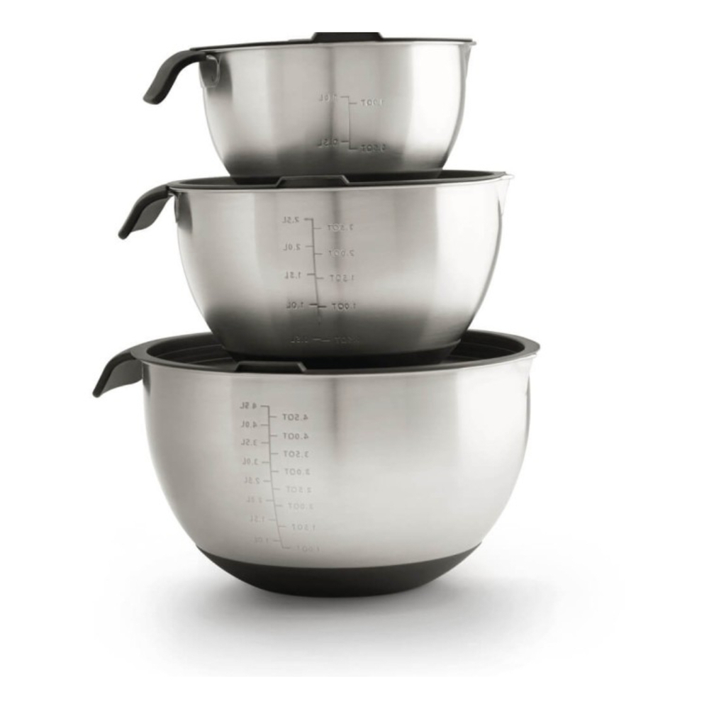 Napoleon 70042 3 Piece Marinating Bowl Set in Stainless Steel