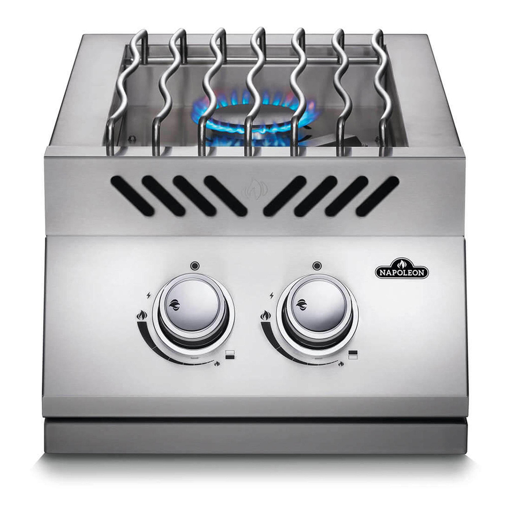 Napoleon BI12RTPSS 500 Series 16 inch Built-in Inline Dual Range Top Burner with 211 sq. in. Cooking Area, 30000 Total BTU, Stainless Steel Protective Cover, Iconic WAVE™ Cooking Grids, in Stainless Steel