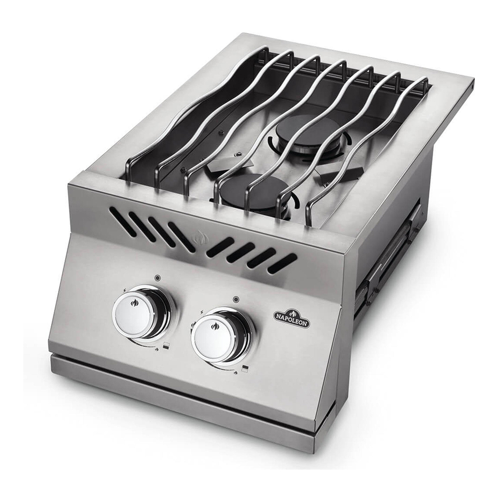 Napoleon BI12RTPSS 500 Series 16 inch Built-in Inline Dual Range Top Burner with 211 sq. in. Cooking Area, 30000 Total BTU, Stainless Steel Protective Cover, Iconic WAVE™ Cooking Grids, in Stainless Steel