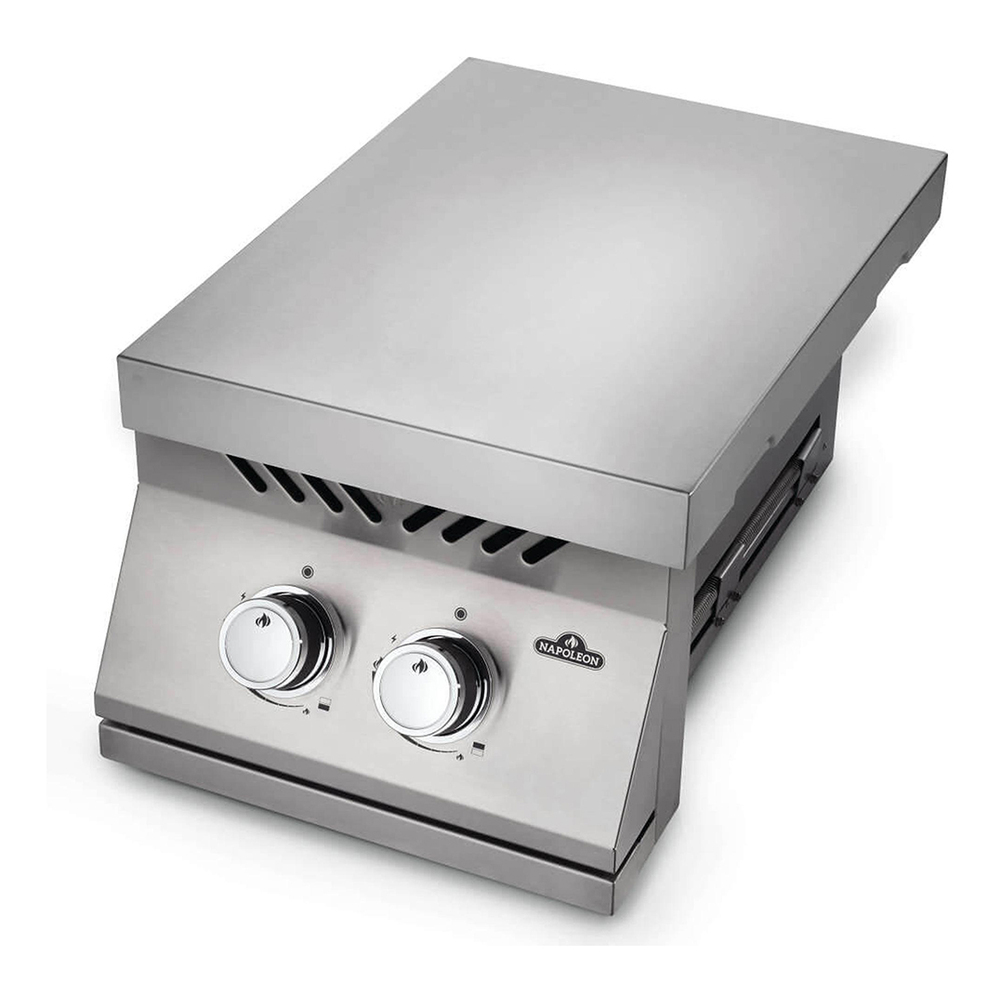 Napoleon BI12RTPSS 500 Series 16 inch Built-in Inline Dual Range Top Burner with 211 sq. in. Cooking Area, 30000 Total BTU, Stainless Steel Protective Cover, Iconic WAVE™ Cooking Grids, in Stainless Steel