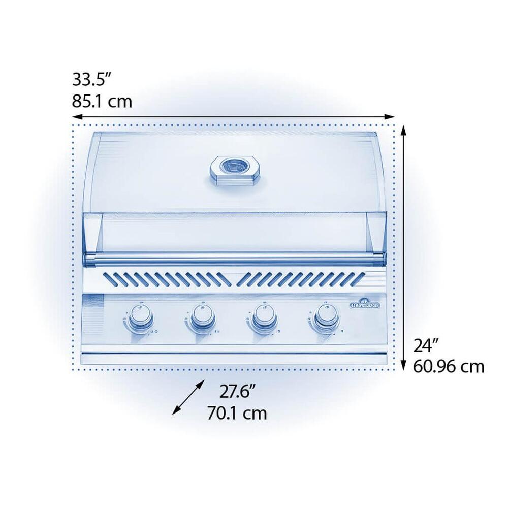 Napoleon BI32PSS 500 Series 34 inch Built-In Gas Grill with 786 sq. in Cooking Area, 48000 Total BTU, ACCU-PROBE™ Temperature Gauge, Iconic WAVE™ Cooking Grids, JETFIRE™ Ignition System, in Stainless Steel