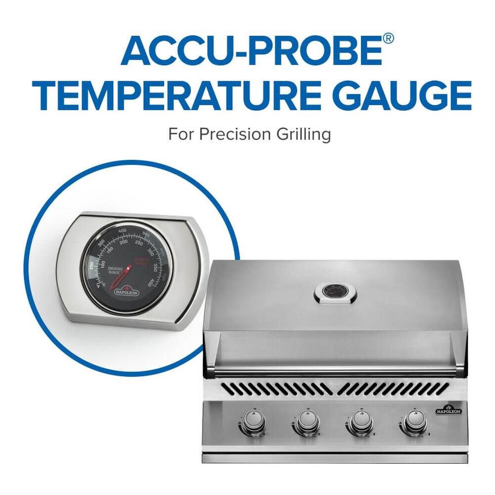 Napoleon BI32PSS 500 Series 34 inch Built-In Gas Grill with 786 sq. in Cooking Area, 48000 Total BTU, ACCU-PROBE™ Temperature Gauge, Iconic WAVE™ Cooking Grids, JETFIRE™ Ignition System, in Stainless Steel