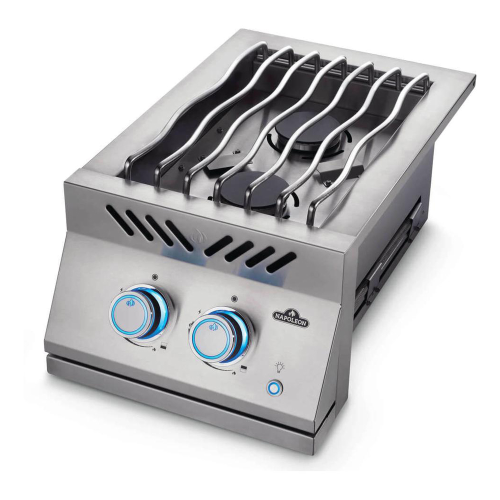 Napoleon BIB12RTNSS 700 Series 16 inch Built-in Inline Dual Range Top Burner with 211.50 Sq. in. Cooking Area, 30000 Total BTU, Stainless Steel Protective Cover, Iconic WAVE™ Cooking Grids, in Stainless Steel