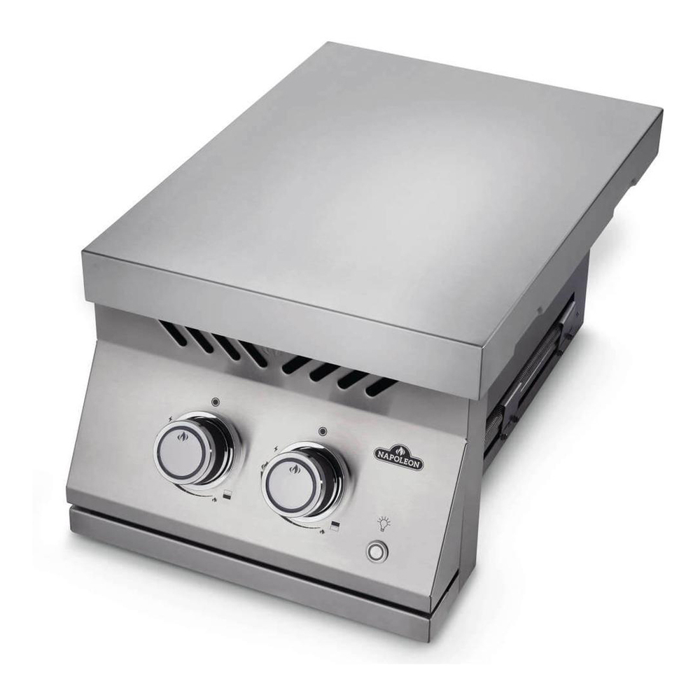 Napoleon BIB12RTNSS 700 Series 16 inch Built-in Inline Dual Range Top Burner with 211.50 Sq. in. Cooking Area, 30000 Total BTU, Stainless Steel Protective Cover, Iconic WAVE™ Cooking Grids, in Stainless Steel