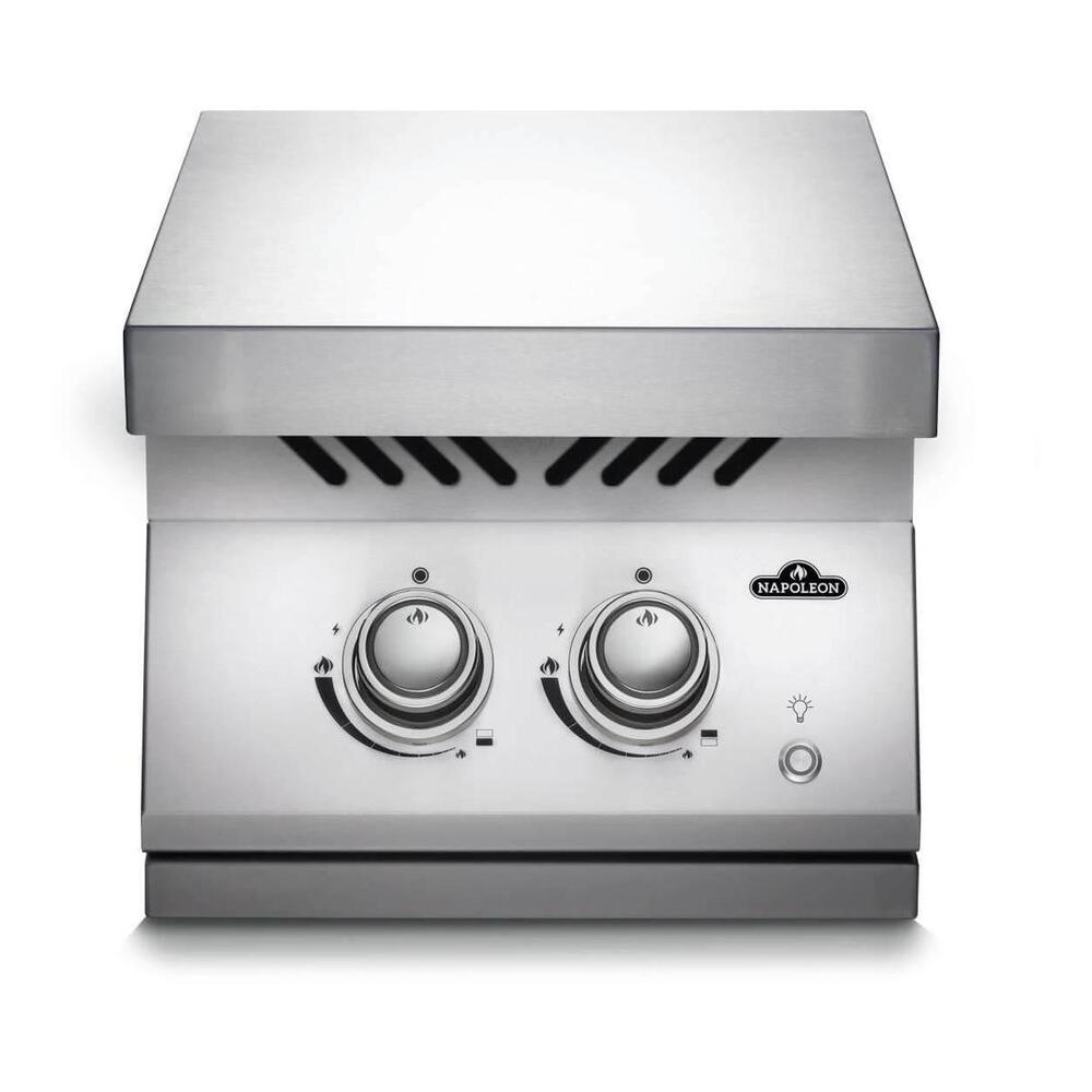 Napoleon BIB12RTNSS 700 Series 16 inch Built-in Inline Dual Range Top Burner with 211.50 Sq. in. Cooking Area, 30000 Total BTU, Stainless Steel Protective Cover, Iconic WAVE™ Cooking Grids, in Stainless Steel