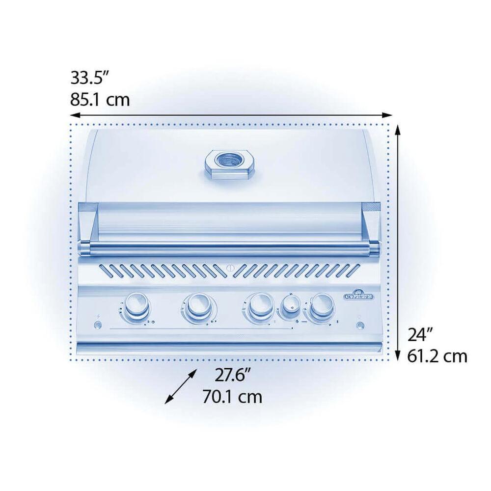 Napoleon BIG32RBNSS1 700 Series 33 inch Built-In Grill with 786 sq. in. Cooking Area, 66000 Total BTU, Rear Infrared Burner, Ergonomic Control Knobs, Precise Temperature Control, in Stainless Steel