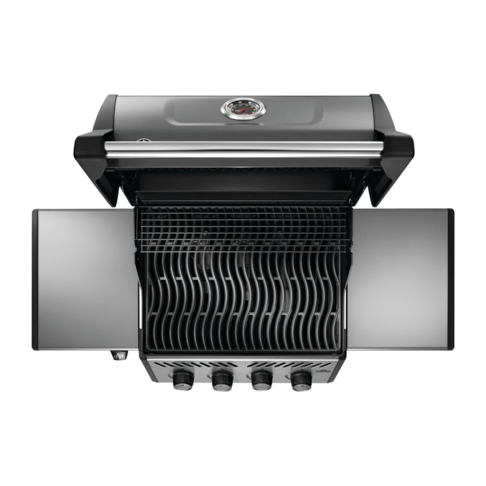 Napoleon F425DNGT Freestyle 425 52 inch Freestanding Grill with 571 sq.in Cooking Area, 38000 Total BTU, Folding Side Shelves, Instant JETFIRE Ignition System, Safe Mobility Storage in Graphite Grey