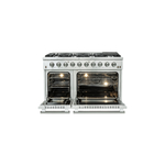 Forno FFSGS624448 Galiano Series 48 inch Freestanding Gas Range with 8 Sealed Burners, 6.58 cu.ft Convection Fan Oven, Pro-Style handle, Adjustable Stainless Steel Legs