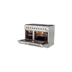 Forno FFSGS624448 Galiano Series 48 inch Freestanding Gas Range with 8 Sealed Burners, 6.58 cu.ft Convection Fan Oven, Pro-Style handle, Adjustable Stainless Steel Legs