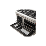 Forno FFSGS624448 Galiano Series 48 inch Freestanding Gas Range with 8 Sealed Burners, 6.58 cu.ft Convection Fan Oven, Pro-Style handle, Adjustable Stainless Steel Legs