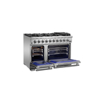 Forno FFSGS626048 Capriasca Series 48 inch Freestanding Gas Range with 8 Sealed Burners, 6.58 cu.ft Convection Fan Oven, Pro-Style Handles