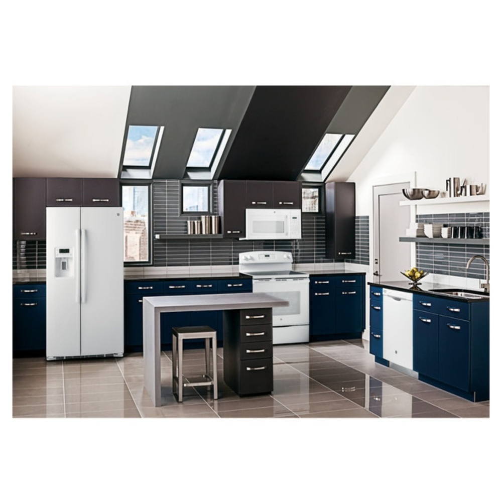 GE-JVM3160DFWW-Modern Kitchen with Skylights