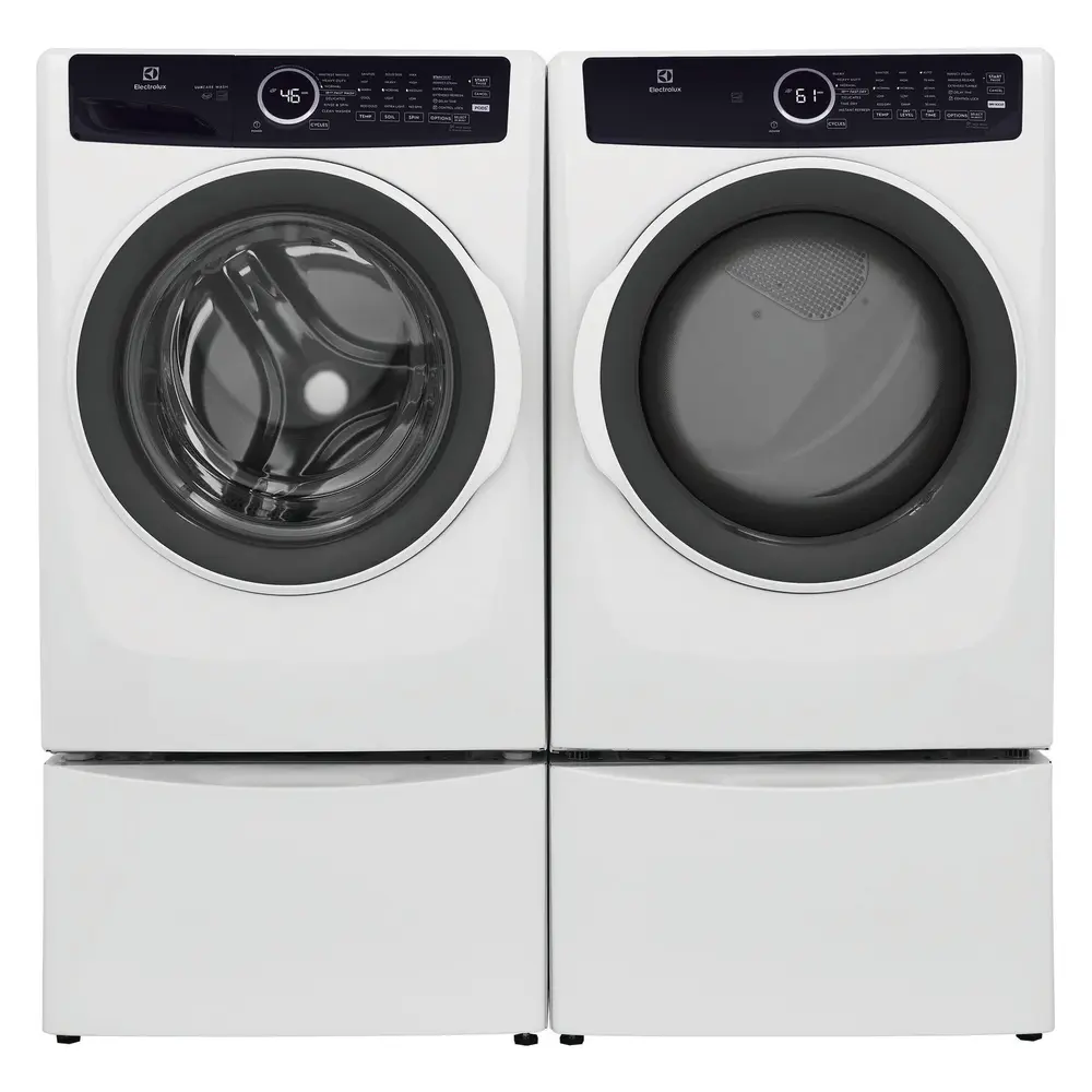 ELFW7437AW-Shown-with-Dryer-on-Pedestals