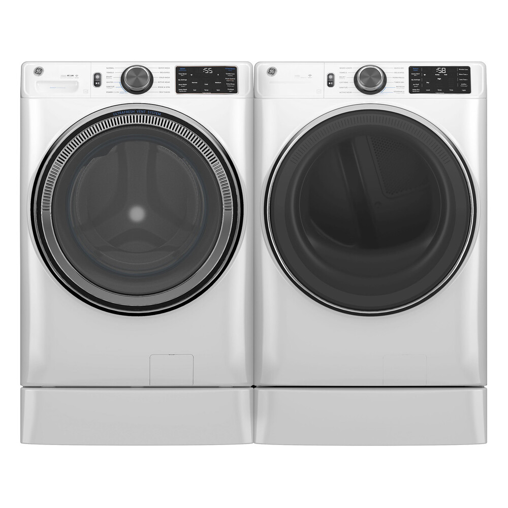 GFD65ESSVWW-Shown-with-Dryer-on-Risers