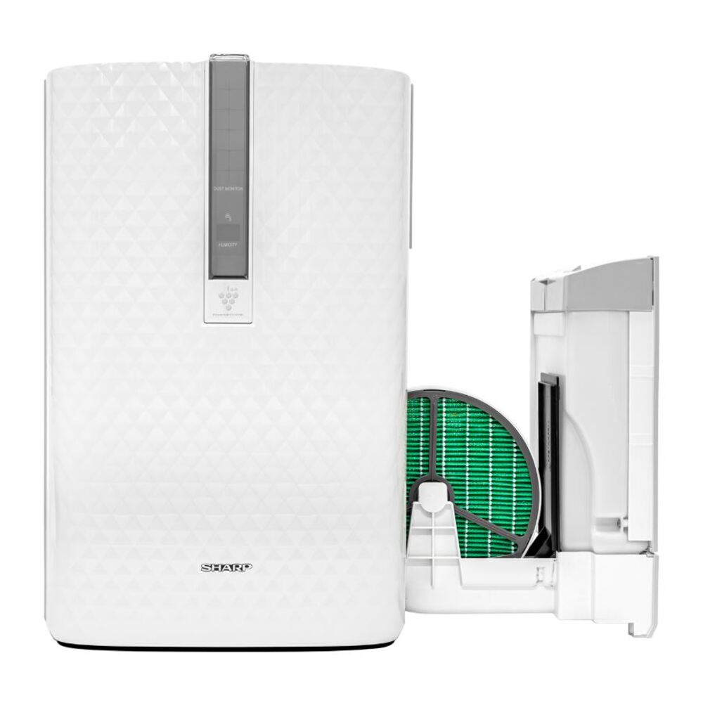Sharp KC850U Plasmacluster Series 174 CFM Air Purifier with Humidifying Function, Plasmacluster Air Purification System, True HEPA Filter, Energy Star Qualified, Library Quiet Design, Front Display and Manual or Automatic Operation in White