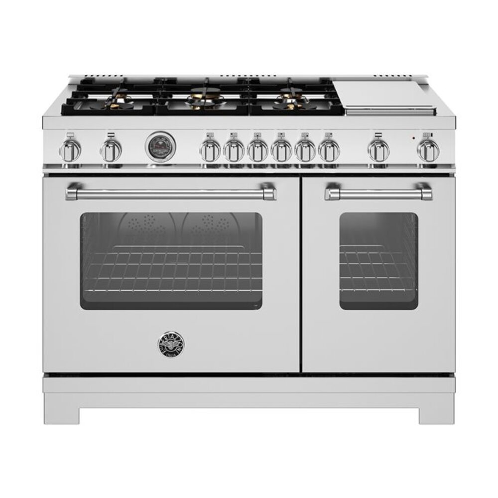 Bertazzoni-MAS486BTFGMXTLP-48 inch All Gas Range, 6 Brass Burner and Griddle