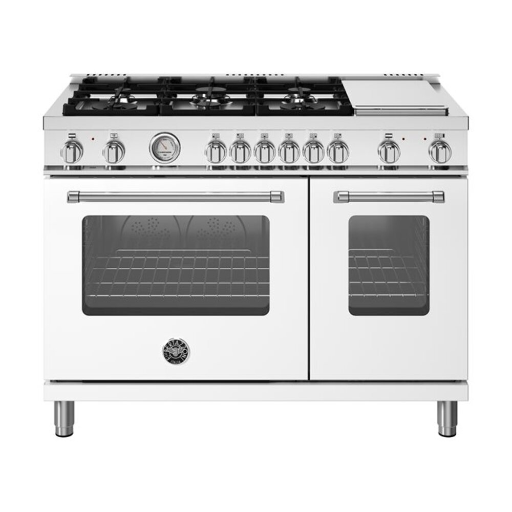 Bertazzoni-MAS486GDFMBIVLP-48 inch Dual Fuel Range, 6 Burners and Griddle, Electric Oven