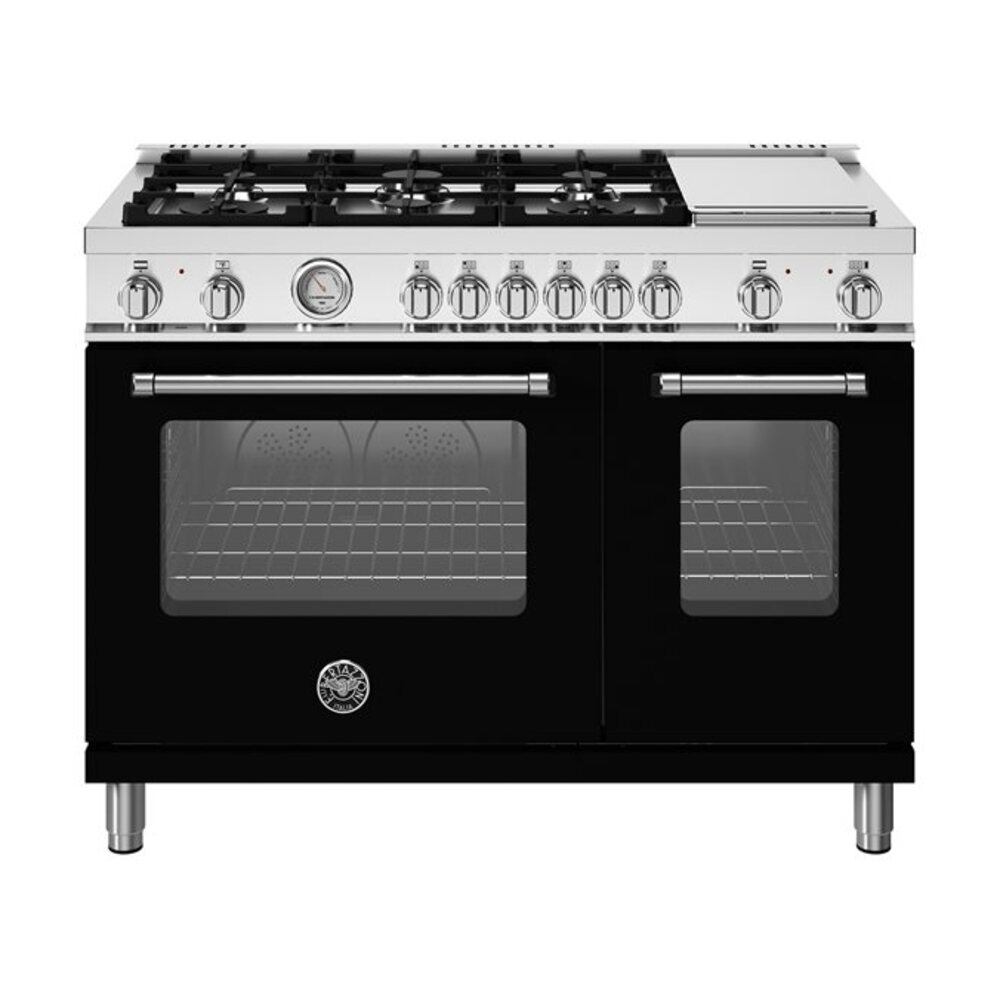 Bertazzoni-MAS486GDFMNEVLP-48 inch Dual Fuel Range, 6 Burners and Griddle, Electric Oven