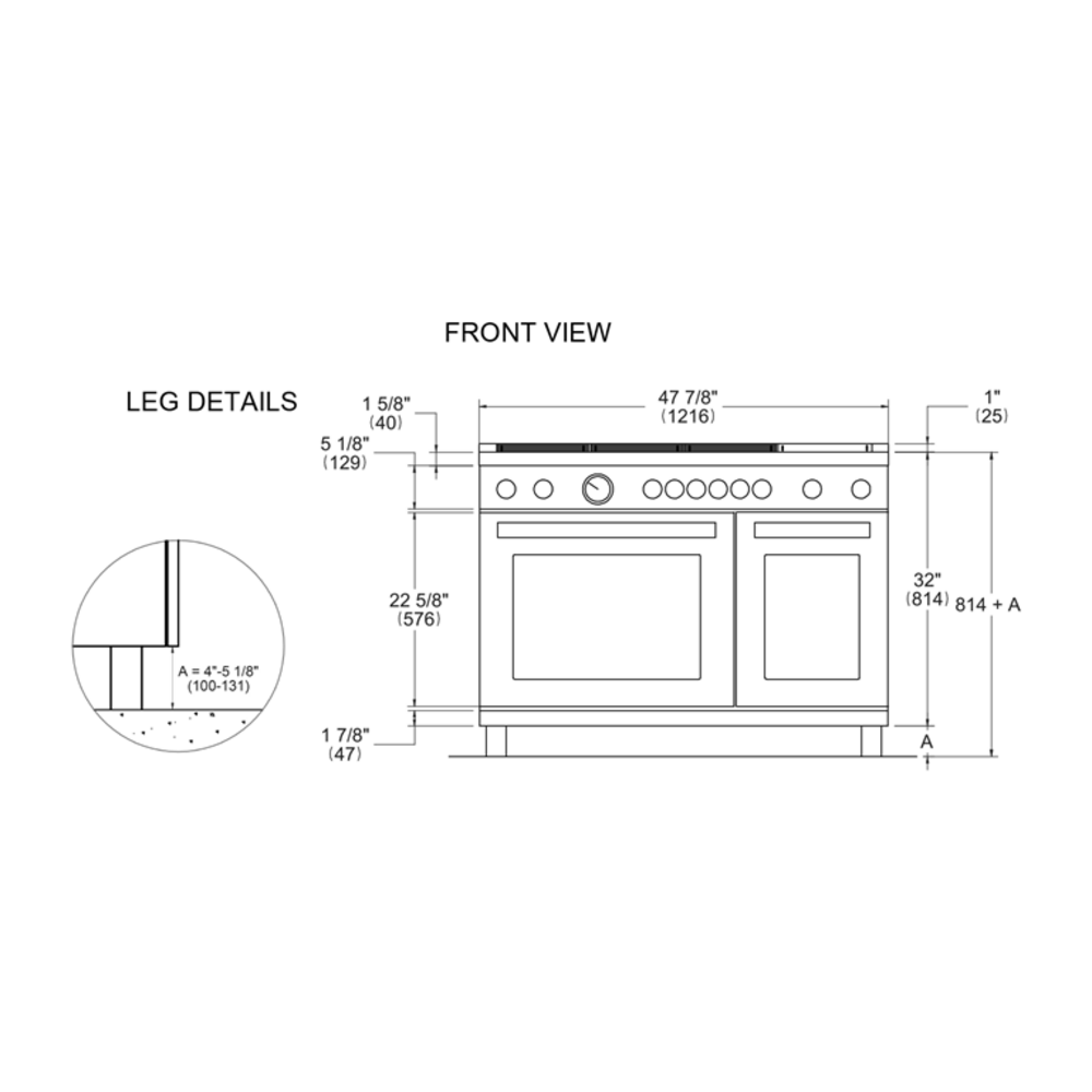 Bertazzoni-MAS486GGASXVLP-dimensions