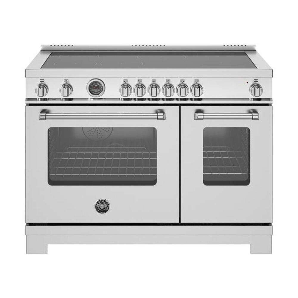 Bertazzoni-MAS486IGFEPXT-48 inch Induction Range, 6 Heating Zones and Cast Iron Griddle, Electric Self-Clean Oven