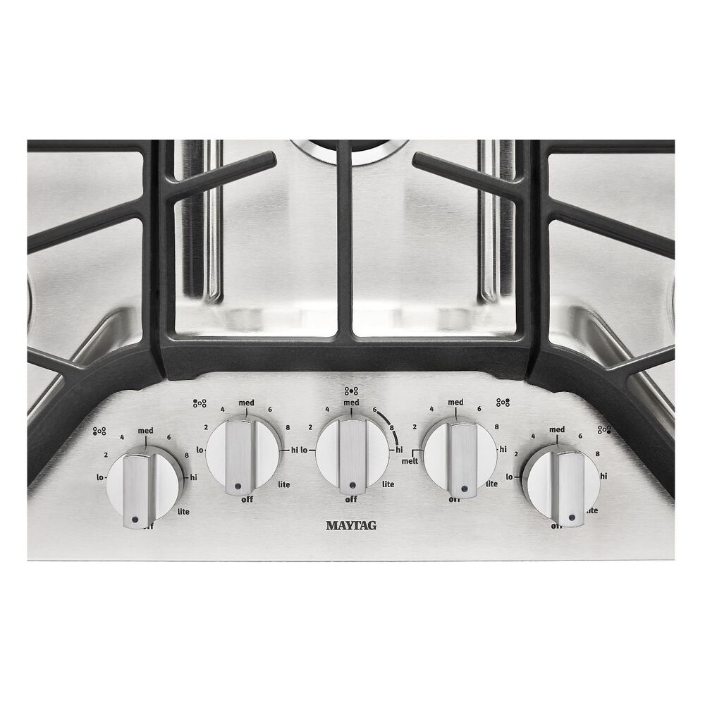 Maytag MGC7536DS 36 inch Gas Cooktop with 5 Sealed Burners, 15000 BTU Heating Power, Front Knob Control in Stainless Steel