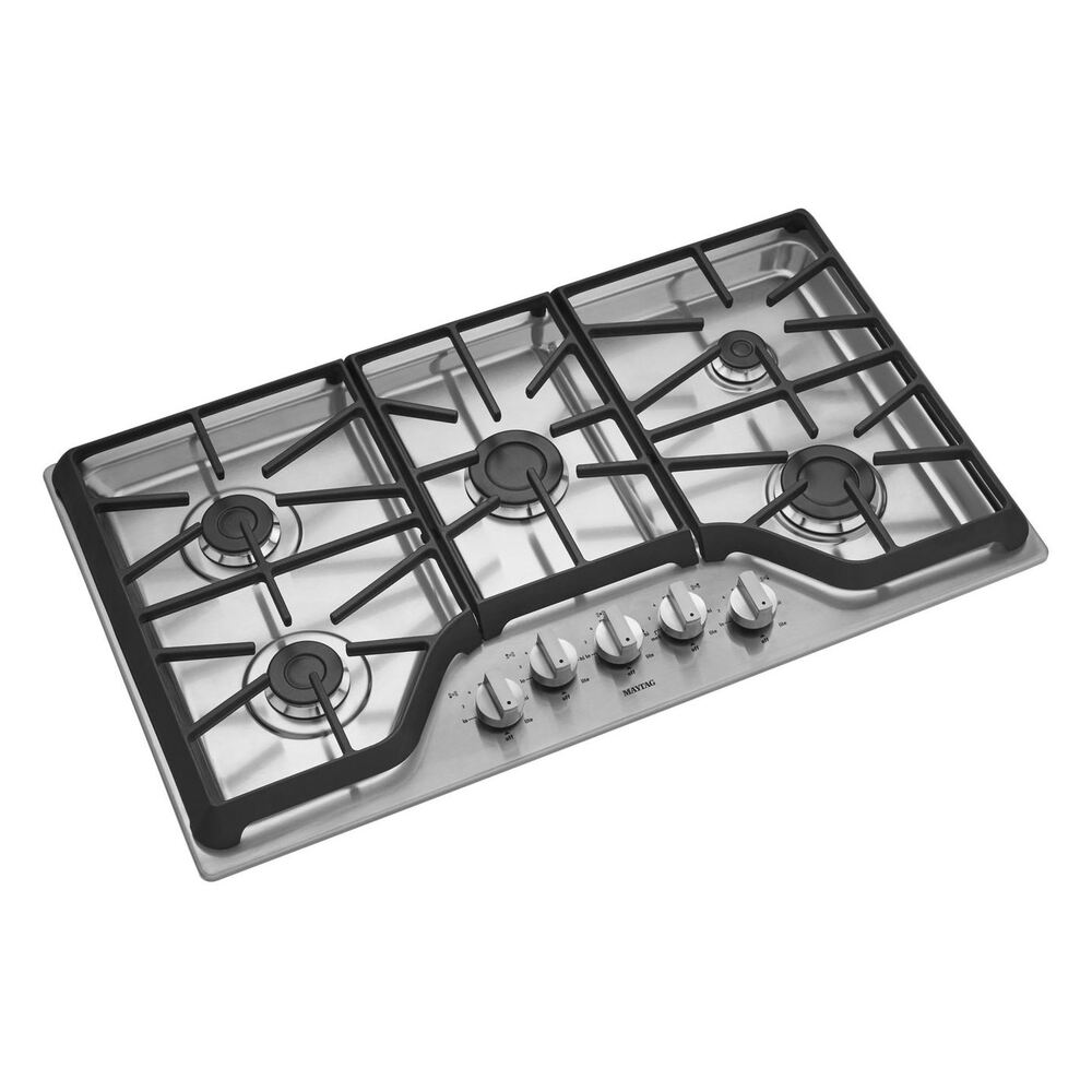 Maytag MGC7536DS 36 inch Gas Cooktop with 5 Sealed Burners, 15000 BTU Heating Power, Front Knob Control in Stainless Steel