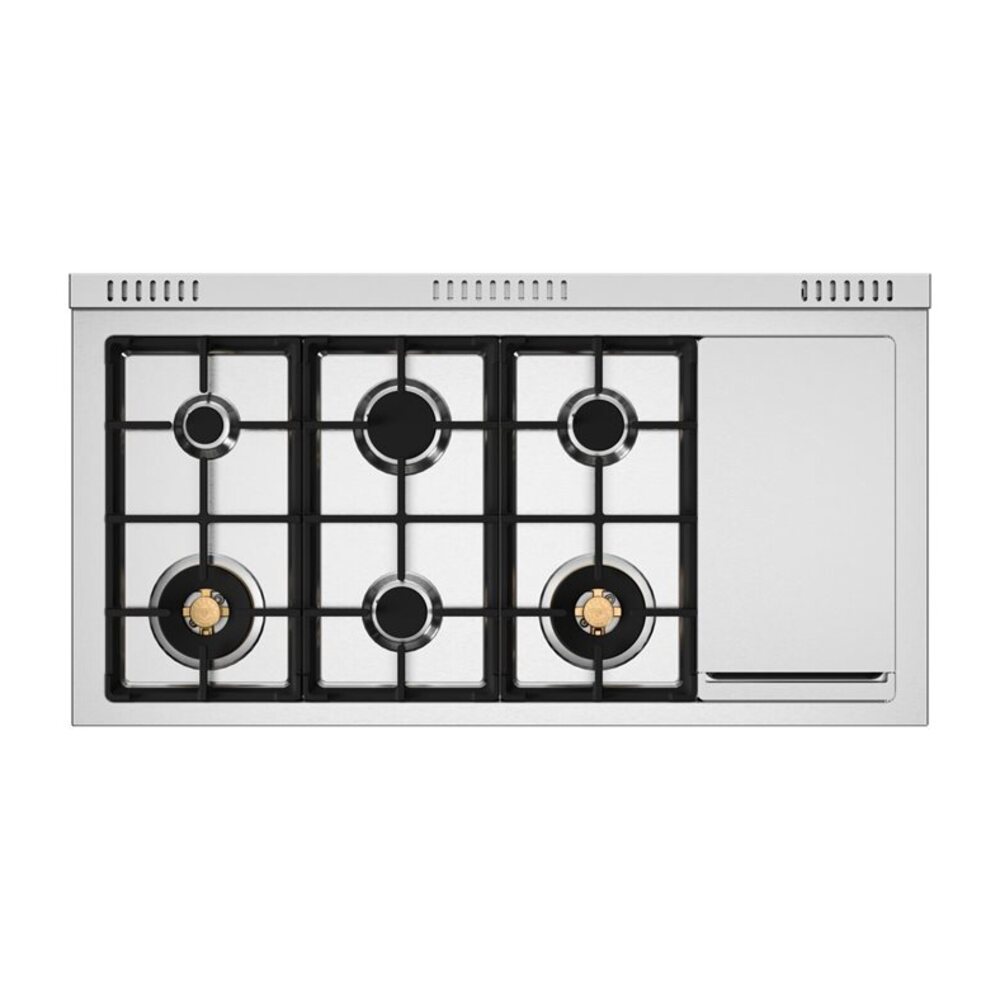 Bertazzoni-PRO486BTFGMNETLP-Six brass gas burners