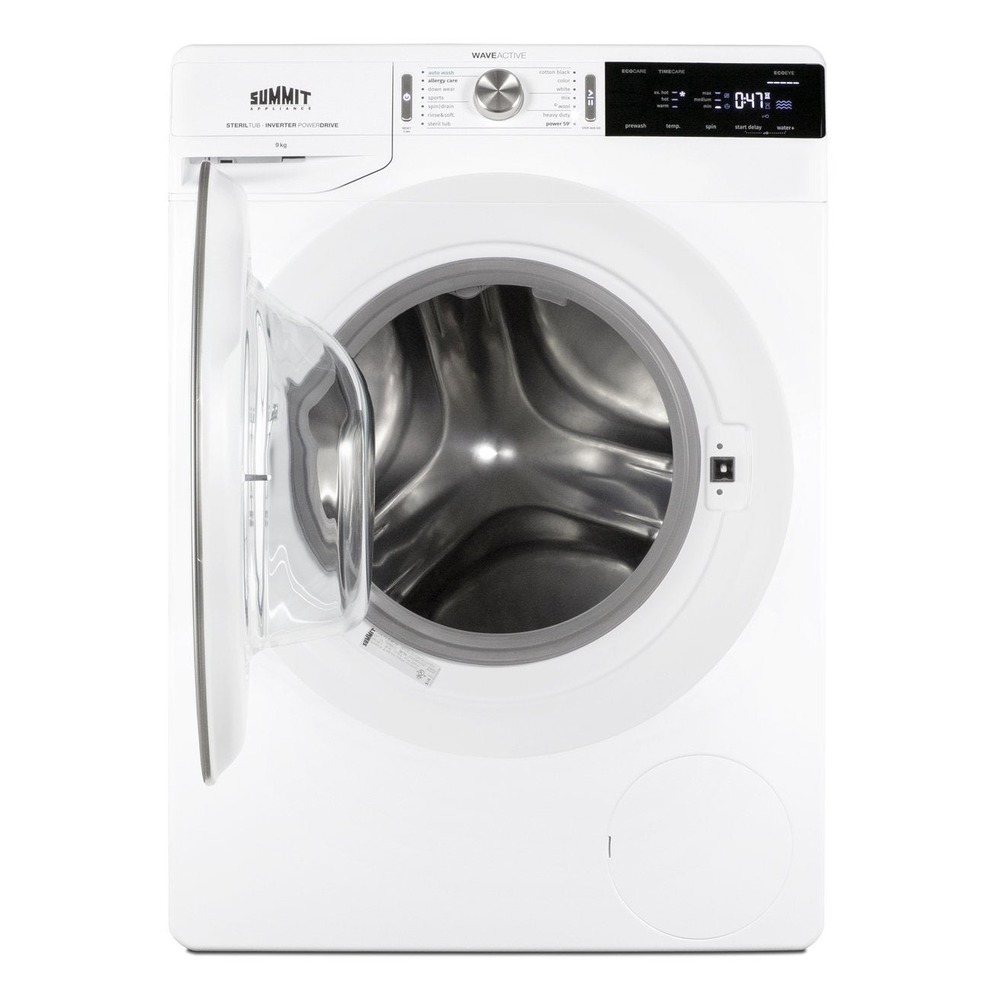 Summit SLW241W 24 inch Compact Front Load Washer with 2.3 cu. ft. Capacity, Stainless Steel Drum, 14 Wash Settings, ENERGY STAR Certified, and Delay Start Option in White