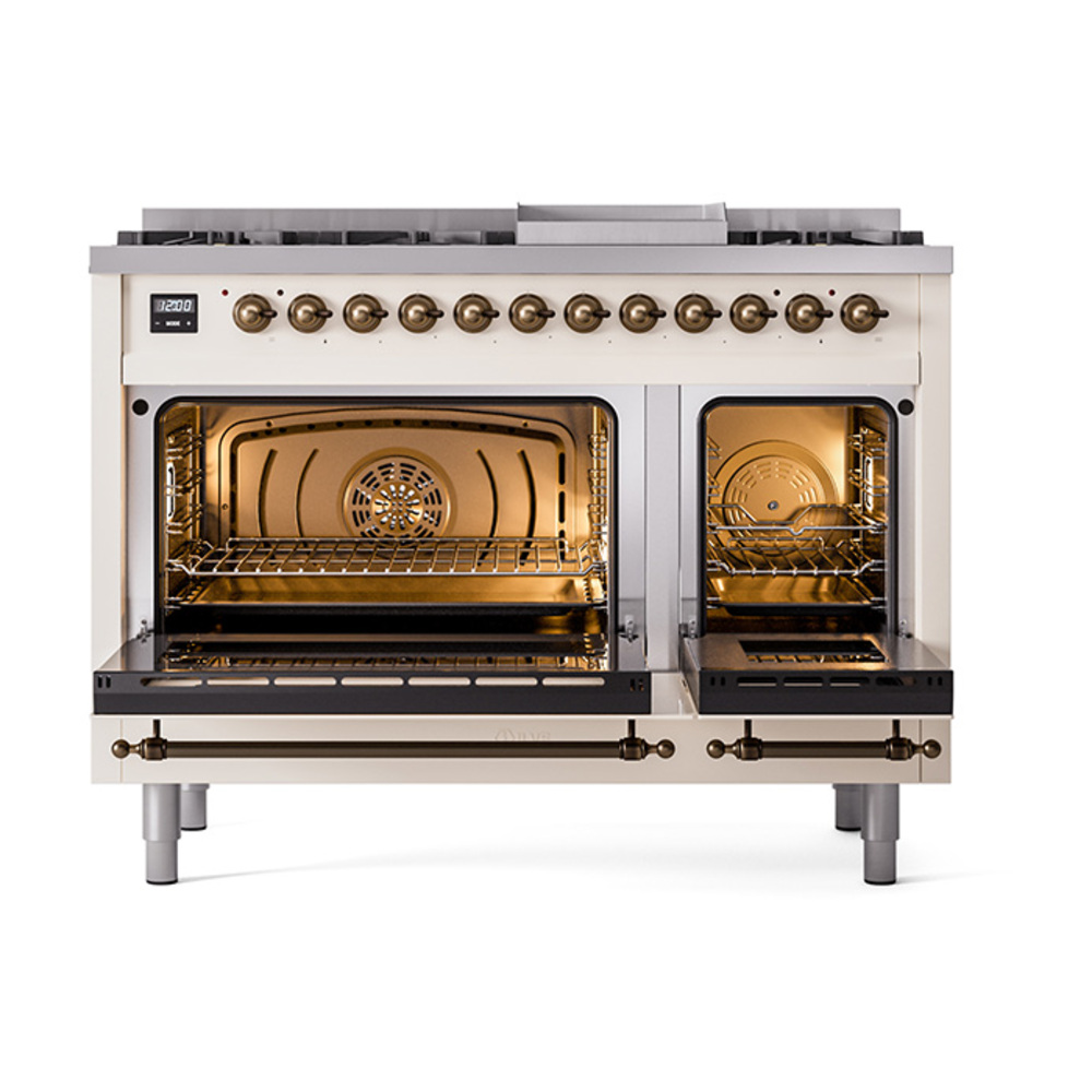 ILVE_UN48FNMPAWBLP_Nostalgie_II_48"_Dual_Fuel_Range_oven_door_opened