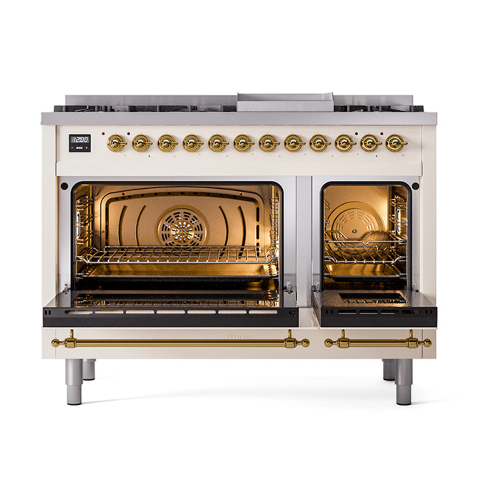 ILVE_UN48FNMPAWGLP_Nostalgie_II_48"_Dual_Fuel_Range_oven_door_opened